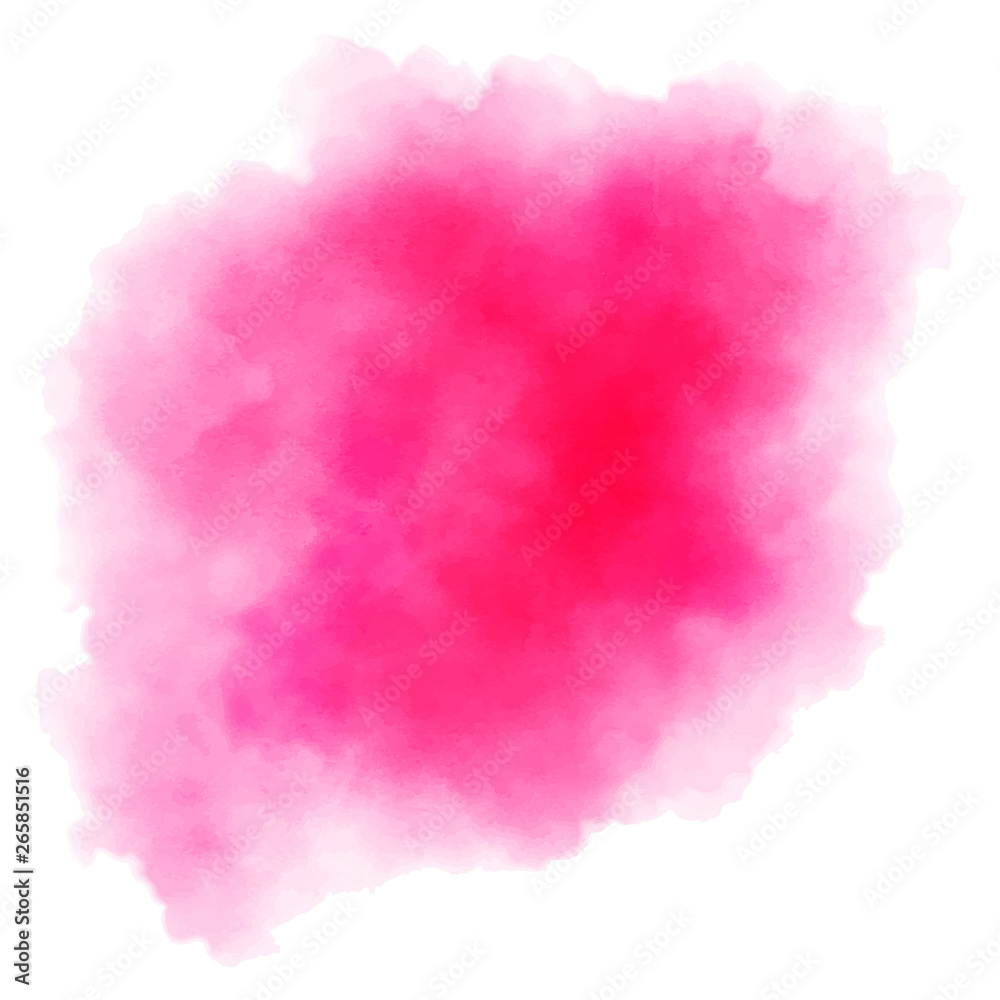Pink, red watercolor background. Abstract vector paint splash, isolated on white backdrop. Aquarelle colorful texture.