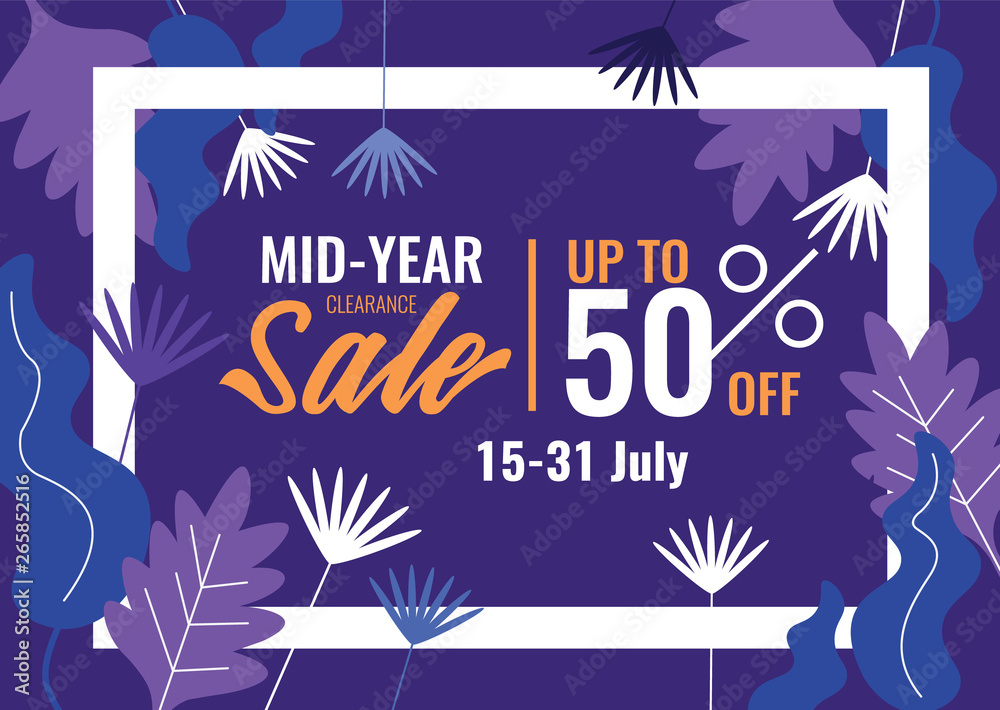 Fototapeta special offers and promotion banner. Mid Year Sale, Summer Sale. Promotion template design usable for print or web, banner and poster