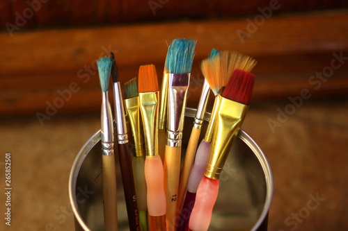 group of brushes of various sizes and colors