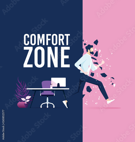 Businessman exit from comfort zone