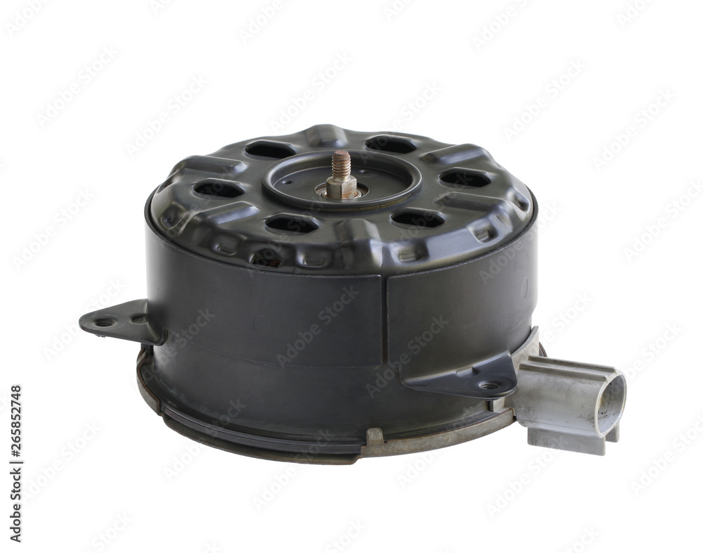 Radiator cooling fan motor (with clipping path) isolated on white background
