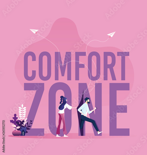 Businessmen running out of the comfort zone