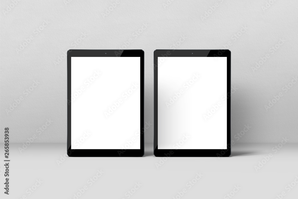 2 Black Tablet Mockups - Front View 2 Black Tablet Mockups - Front View
