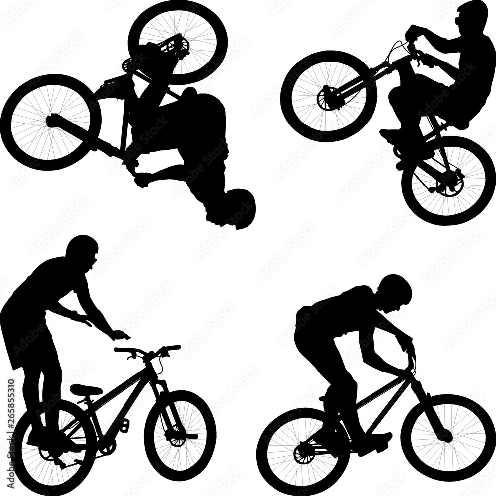 Obraz premium silhouette of male doing bike trick