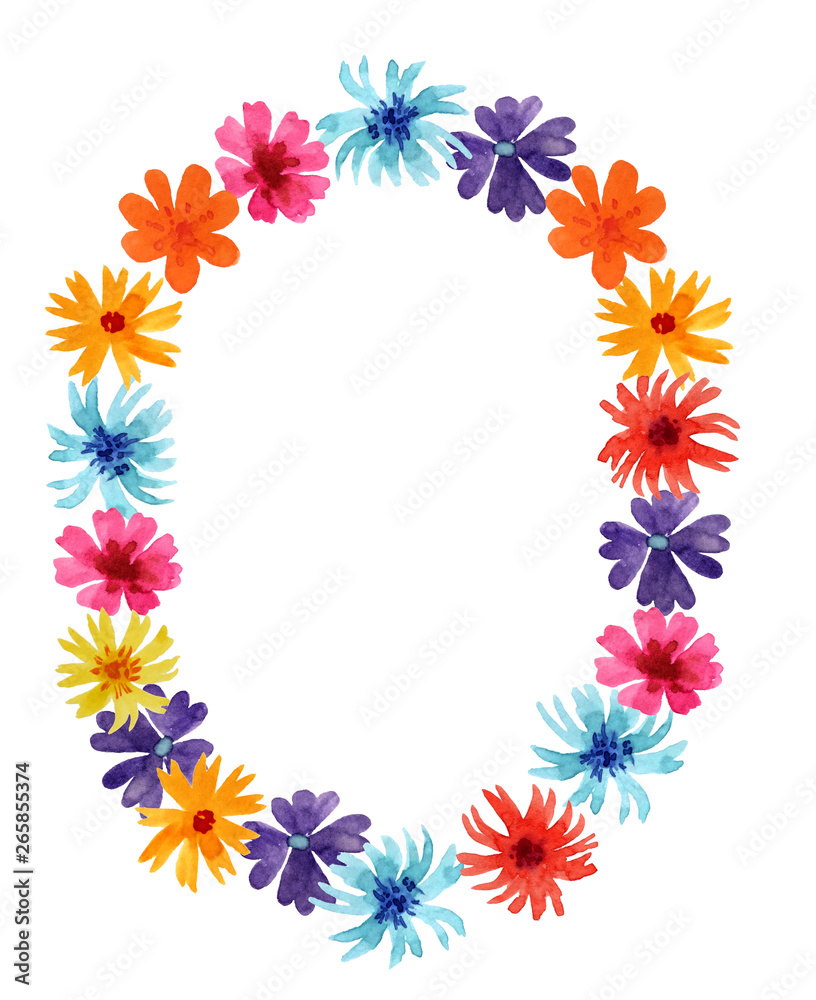 Watercolor letter O of a wildflowers. best monogram for design