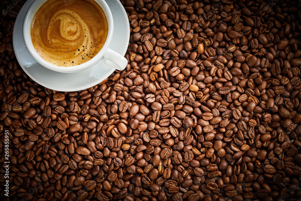 Roasted coffee bean background texture Roasted coffee bean background texture