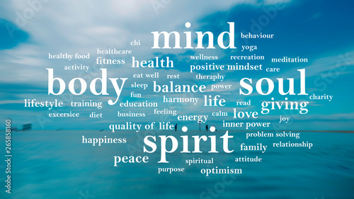 Fotografie, Obraz Body Mind Soul Spirit, Motivational Words Quotes Concept