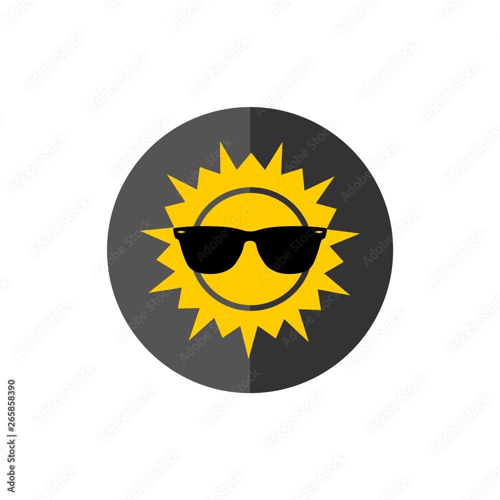 Sun with sunglasses character 