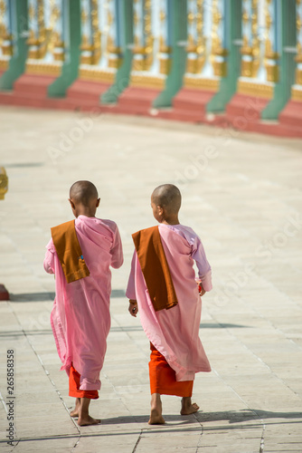 Nun monk at the temples in Myanmar