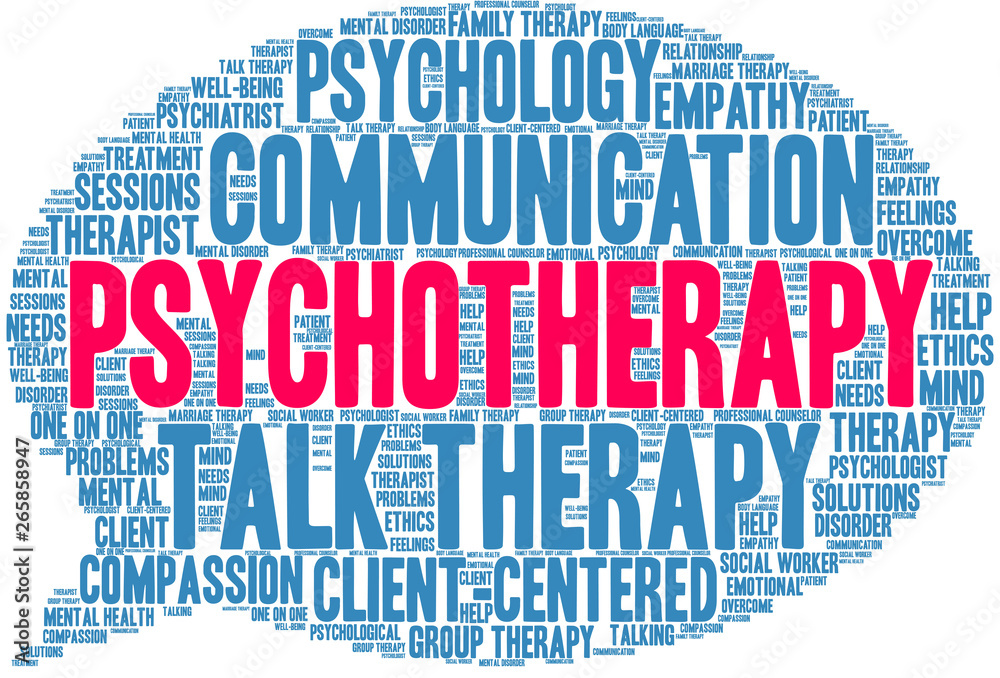 Psychotherapy Word Cloud on a white background. Psychotherapy Word Cloud on a white background.