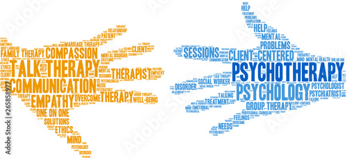 Psychotherapy Word Cloud on a white background. 