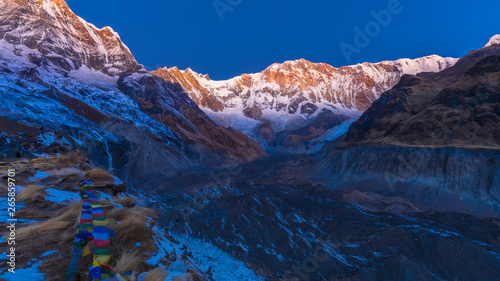 Annapurna base camp in the morning during sunrise