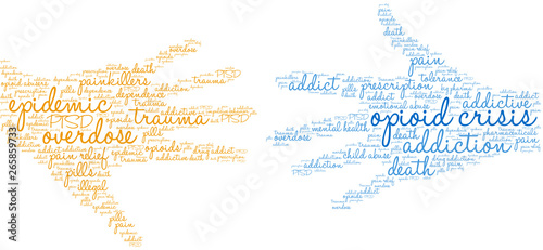 Opioid Crisis Word Cloud on a white background. 