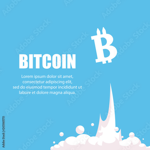 Bitcoin financial system grows. Crypto currency hype vector illustration with blank space