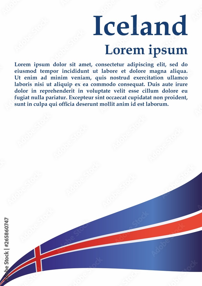 Flag of Iceland, Iceland. Template for award design, an official document with the flag of Iceland. Bright, colorful vector illustration. Flag of Iceland, Iceland. Template for award design, an official document with the flag of Iceland. Bright, colorful vector illustration.