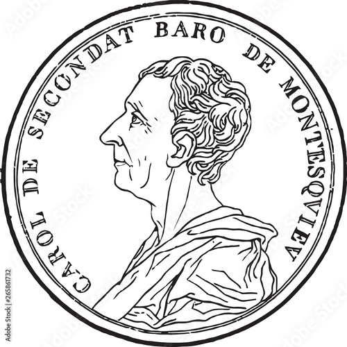 Montesquieu portrait rubber stamp illustration photo