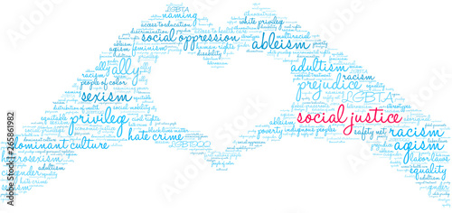 Social Justice Word Cloud on a white background.
