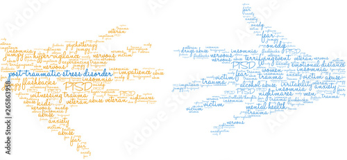 Post-Traumatic Stress Disorder Word Cloud on a white background. 
