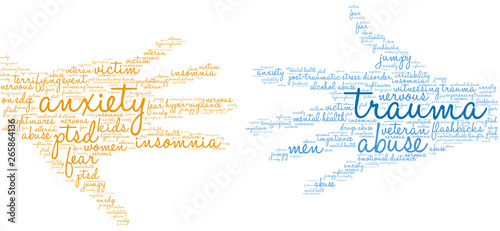 Trauma Word Cloud on a white background. 