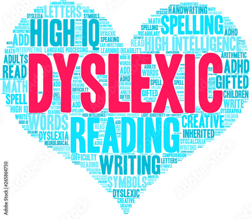 Dyslexic Word Cloud on a white background. 