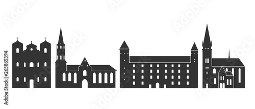 Slovakia logo. Isolated Slovak architecture on white background