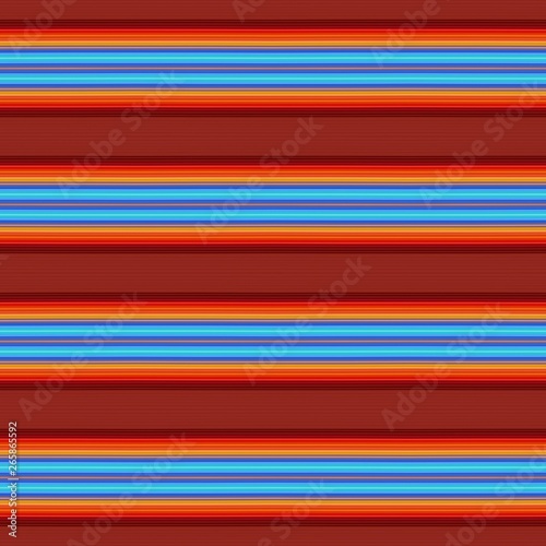 background repeat graphic with corn flower blue, dark red and orange red colors. multiple repeating horizontal lines pattern. for fashion garment, wrapping paper or creative web design