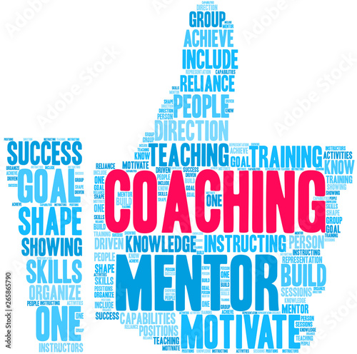 Coaching Word Cloud on a white background. 