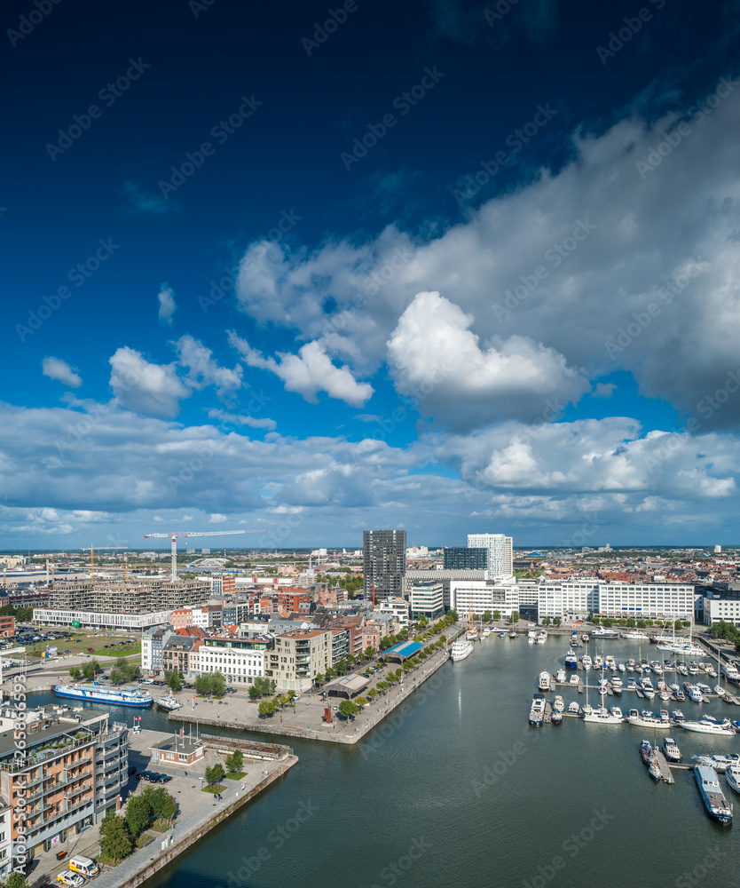 Belgium, Antwerp, cityscape taken from the rooftop of the MAS