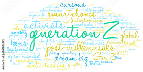Generation Z Word Cloud on a white background. 