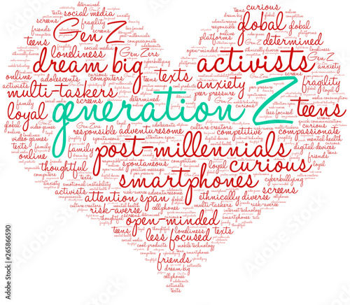 Generation Z Word Cloud on a white background. 