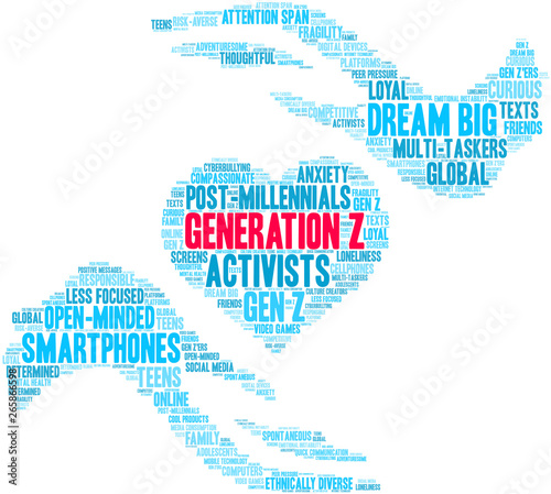 Generation Z Word Cloud on a white background. 