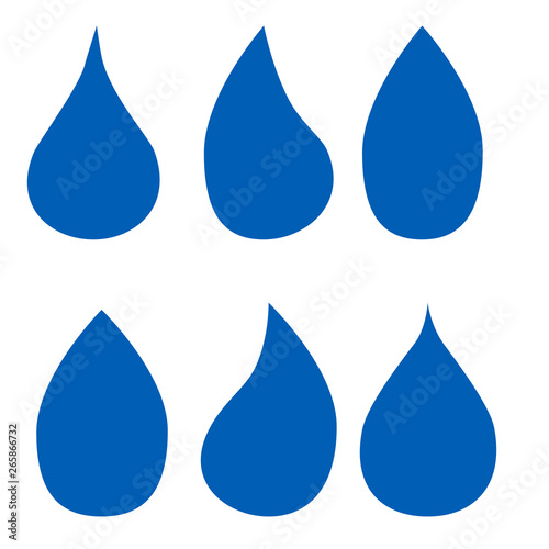 Falling water icon. Clean droplet logo template. Simple flat sign. Blue abstract symbol.