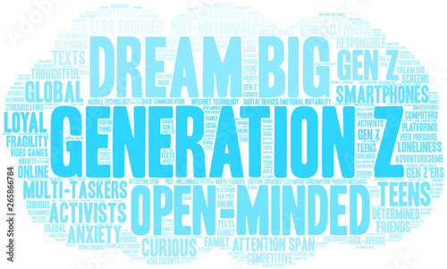 Generation Z Word Cloud on a white background. 