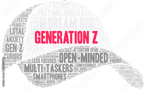Generation Z Word Cloud on a white background. 