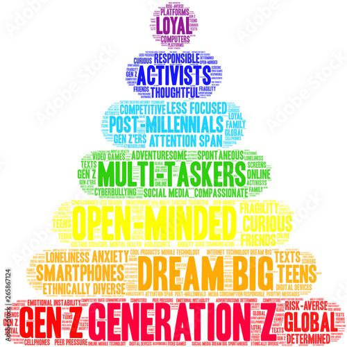 Generation Z Word Cloud on a white background. 