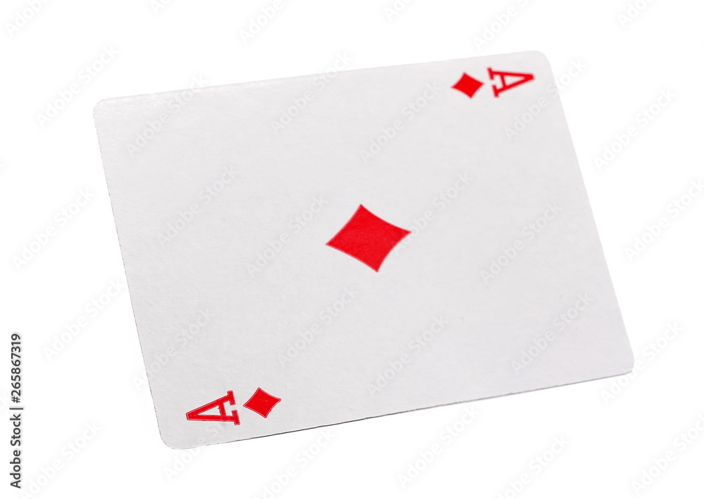 Ace of diamonds, playing card, isolated on white background with clipping path, series