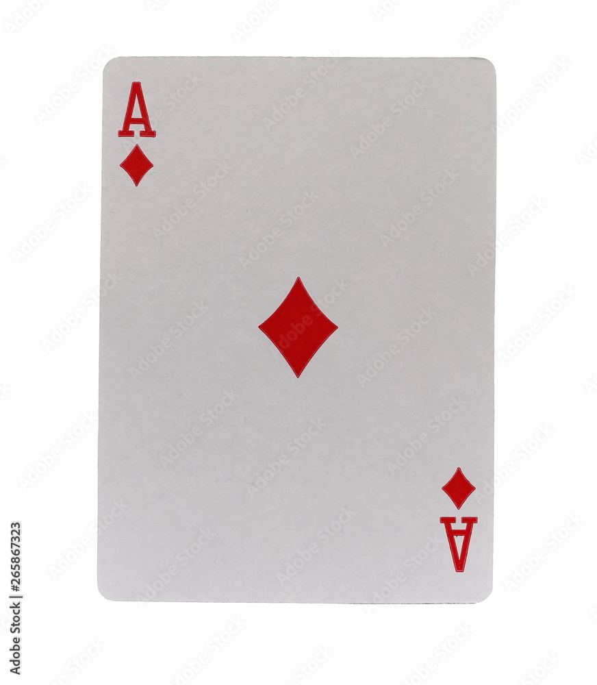 Fototapeta premium Ace of diamonds, playing card, isolated on white background with clipping path, series