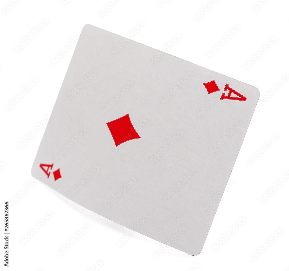 Obraz premium Ace of diamonds, playing card, isolated on white background with clipping path, series