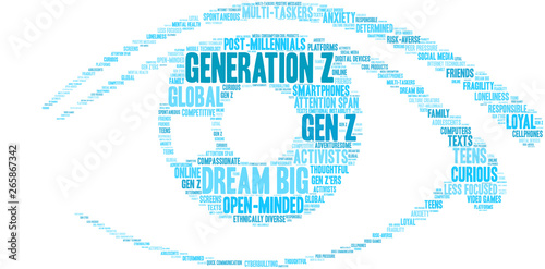 Generation Z Word Cloud on a white background. 
