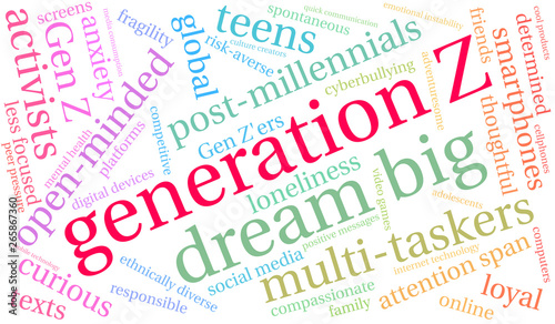 Generation Z Word Cloud on a white background. 
