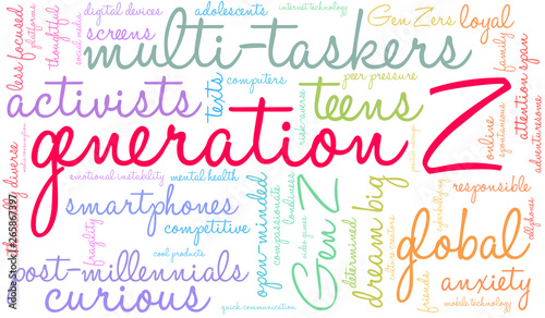 Generation Z Word Cloud on a white background. 