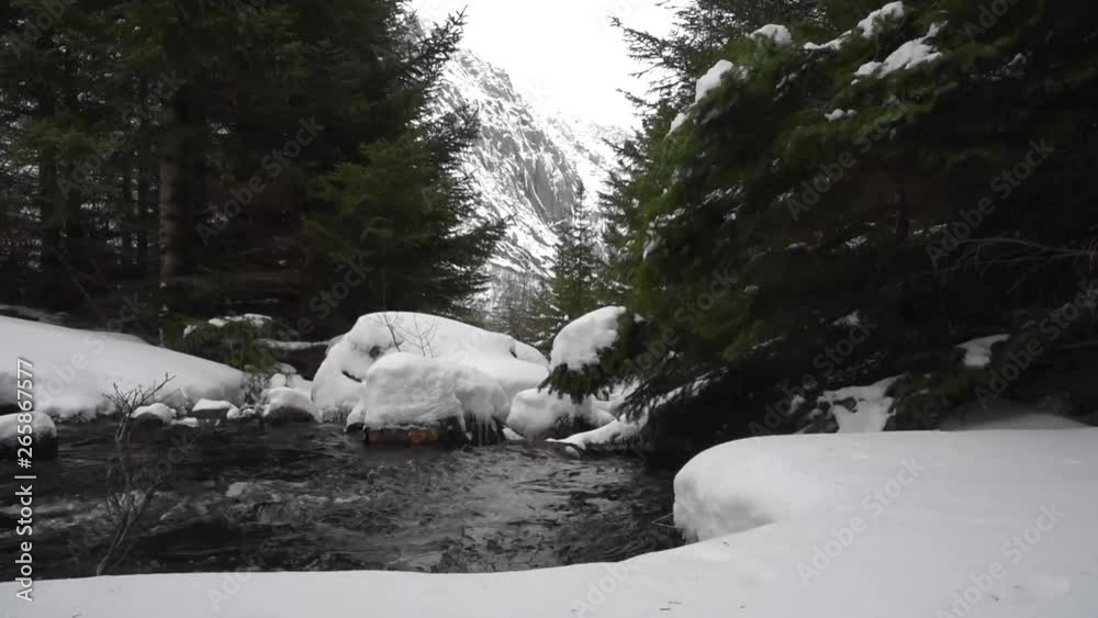 Snowy Creek on Lofoten Archipelago in Norway Snowy Creek on Lofoten Archipelago in Norway