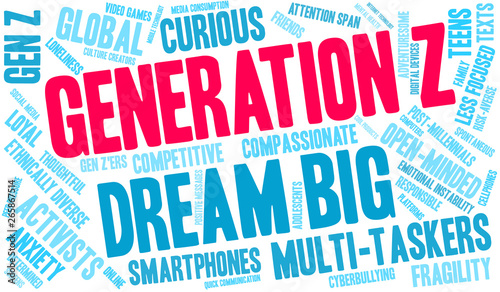 Generation Z Word Cloud on a white background. 