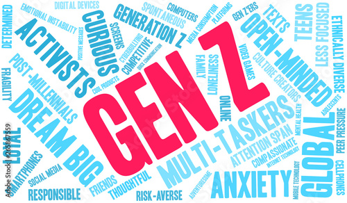 Gen Z Word Cloud on a white background. 