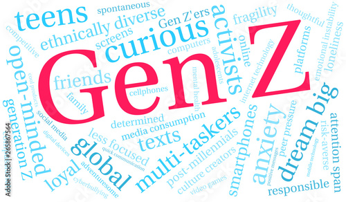 Gen Z Word Cloud on a white background. 