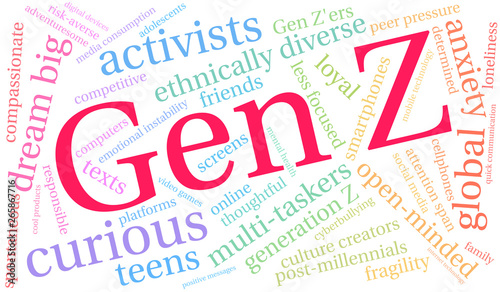 Gen Z Word Cloud on a white background. 