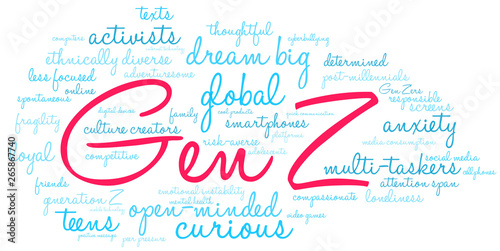 Gen Z Word Cloud on a white background. 