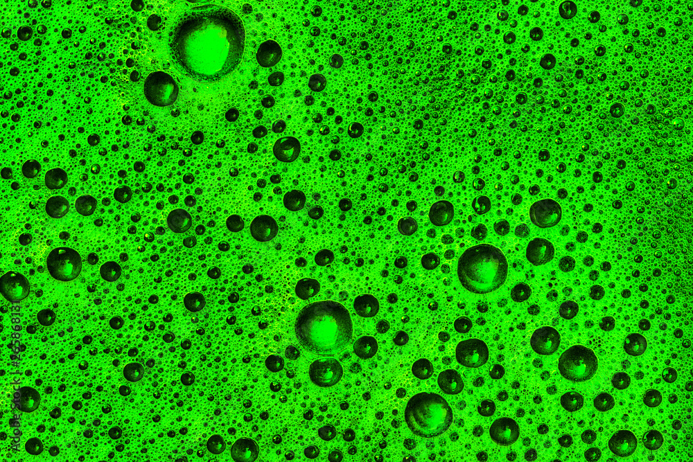 Fototapeta Radioactive green, black and white Surface of bubbles of foam increased. Series of colors