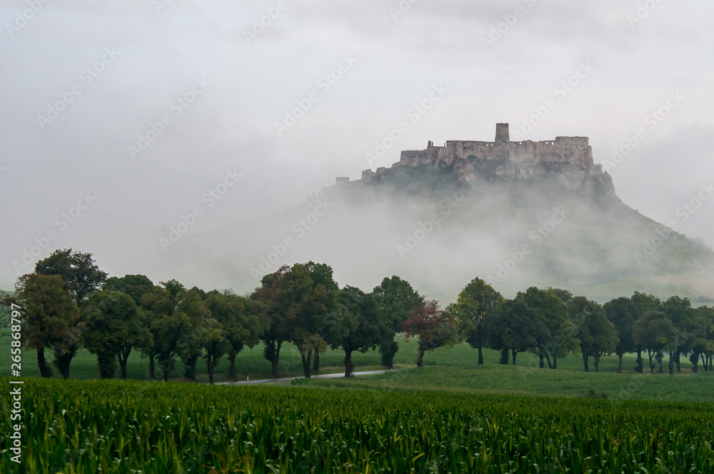 Unique, second biggest castle in Middle Europe - Spis (Spiš, Spišský) castle after rain. Unesco Wold Heritage, Slovakia
