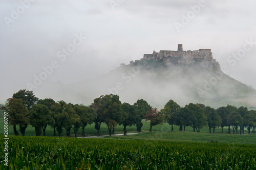 Obraz na płótnie Unique, second biggest castle in Middle Europe - Spis (Spiš, Spišský) castle after rain. Unesco Wold Heritage, Slovakia w salonie